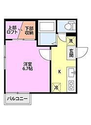 セピア・アパートメントライト 1Kの間取図画像