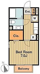 京王相模原線 多摩境駅 徒歩14分の賃貸アパート 2階1Kの間取り