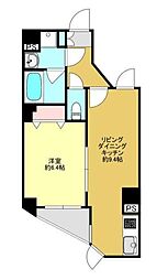 東急池上線 旗の台駅 徒歩5分の賃貸マンション 6階1LDKの間取り