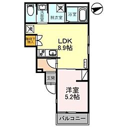 DCR大久保領家 1階1LDKの間取り