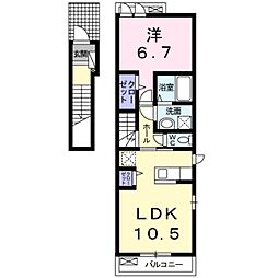 プリムローズ 1LDKの間取図画像