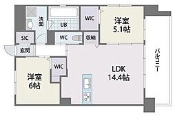 ヴァンヴェール大濠 2LDKの間取図画像