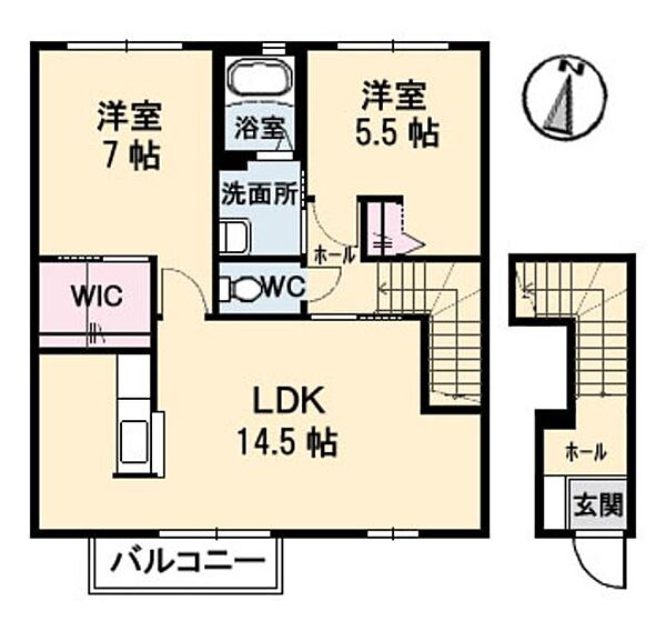 ヴィラ泉・東 B0202｜山口県岩国市通津(賃貸アパート2LDK・2階・63.50㎡)の写真 その2