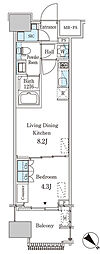 レガシス中目黒 1LDKの間取図画像