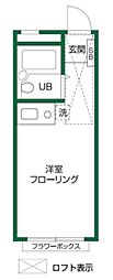ヴィレッヂストン分梅 2階ワンルームの間取り