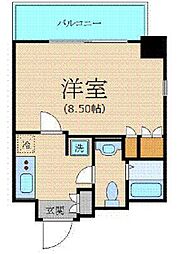 プラーズタワー東新宿 1Kの間取図画像