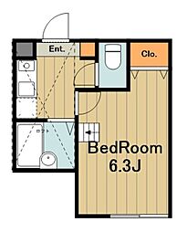 オーシャン 1階ワンルームの間取り