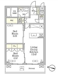 ミレーネ滝野川 2LDKの間取図画像