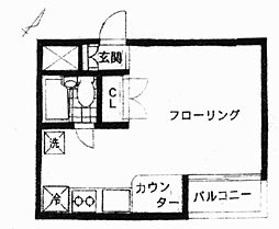 ディアコート中延 3階ワンルームの間取り