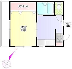 ハウス若竹 1階1Kの間取り