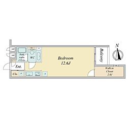小田急小田原線 世田谷代田駅 徒歩5分の賃貸マンション 地下2階ワンルームの間取り