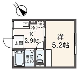 シティハイムスミレ 1Kの間取図画像