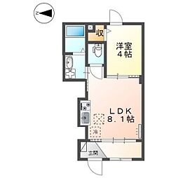 シャルム片倉 1階1LDKの間取り