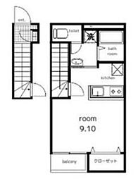 casa di comodo 2階ワンルームの間取り