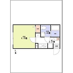 ZEST SEZAKI 1Kの間取図画像