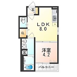 南海線 七道駅 徒歩9分の賃貸アパート 3階1LDKの間取り