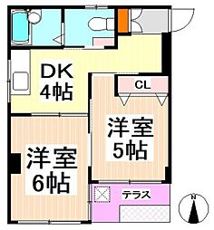 マンションかたばみ 2DKの間取図画像