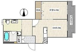 桜丘ガーデンハイツ 1DKの間取図画像