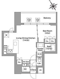 バウスフラッツ蔵前 2階1LDKの間取り