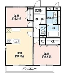 デュラカーサ・ルシア富士見が丘2 2LDKの間取図画像