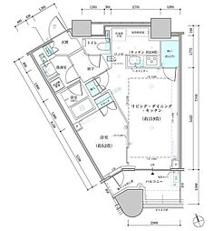パークタワー勝どきサウス 15階1LDKの間取り