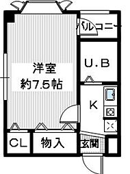 丈六ビル 1Kの間取図画像