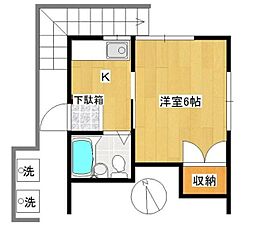 コーポ宮崎 2階1Kの間取り