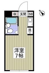 フェリスポート 1階ワンルームの間取り