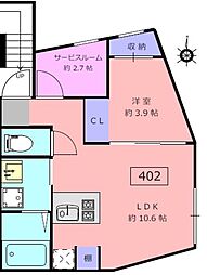 ロータス中野新橋 3階1SLDKの間取り