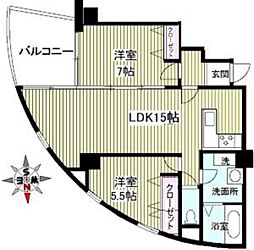 クリスタルタワー 2LDKの間取図画像