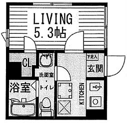 ミレドゥーエ西小山 2階1Kの間取り