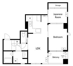 鶴見クリーンハイツ 4階2LDKの間取り