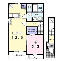 フォンターナ西大路 2階1LDKの間取り
