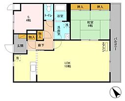 戸ケ崎リバータウン 1LDKの間取図画像
