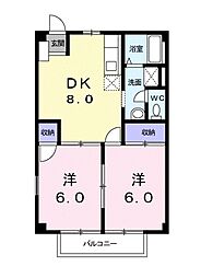 ニューシティーMORI2 2DKの間取図画像