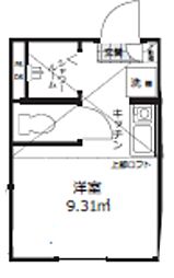 Fitz Roy 千住 1階ワンルームの間取り