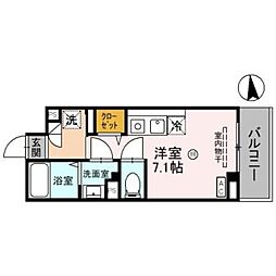 阪急宝塚本線 庄内駅 徒歩2分の賃貸マンション 3階ワンルームの間取り