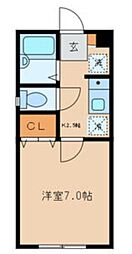 京成本線 江戸川駅 徒歩12分の賃貸アパート 2階1Kの間取り