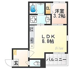 四ノ宮レジデンス 1階1LDKの間取り