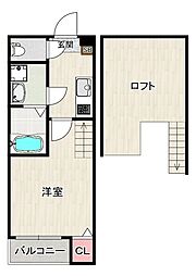 ルナソル　ミラ 2階1Kの間取り