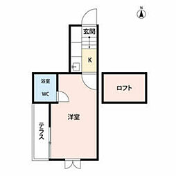 リバティーライフ志木 1階1Kの間取り