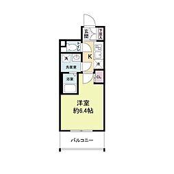 Osaka Metro谷町線 谷町六丁目駅 徒歩1分の賃貸マンション 8階1Kの間取り