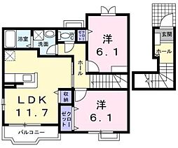 タイムズスクエアIII 2階2LDKの間取り