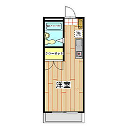 レジデンス小川1 2階1Kの間取り