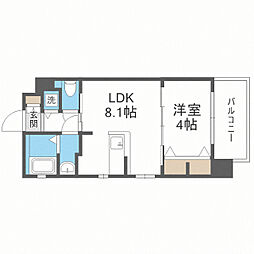F・パルク天神南 1LDKの間取図画像