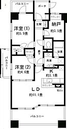 グライユール横浜 5階2LDKの間取り