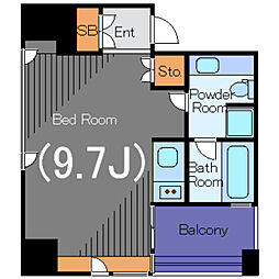 ザ・タワー芝浦 5階ワンルームの間取り