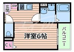 JR片町線(学研都市線) 放出駅 徒歩9分の賃貸アパート 3階1Kの間取り