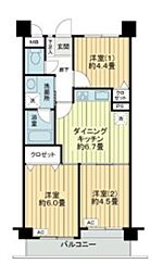 ライオンズガーデン船橋薬園台 4階3DKの間取り