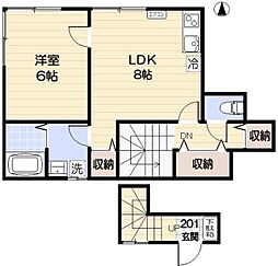 Ｋｅ−ｈｏｕｓｅ 2階1LDKの間取り